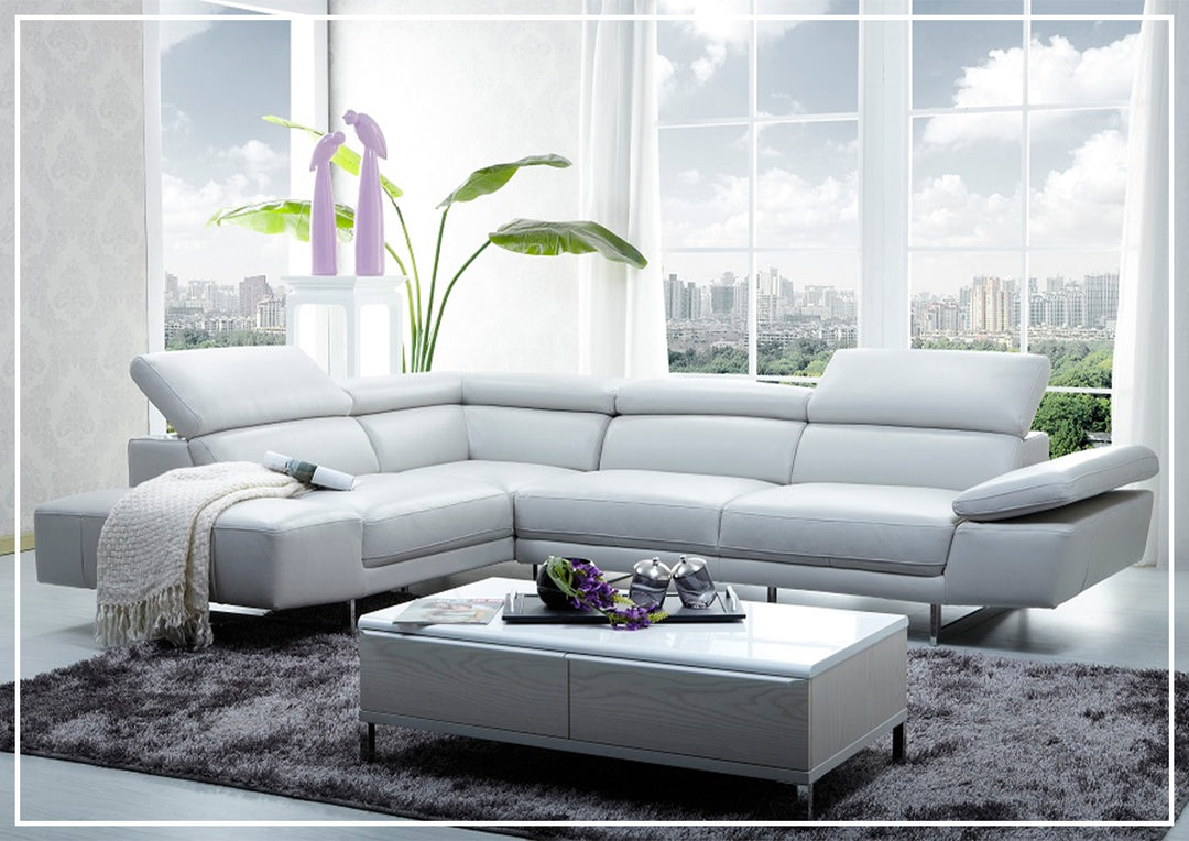 Gio Italia Cavour Mansion L-Shaped White Leather Sectional