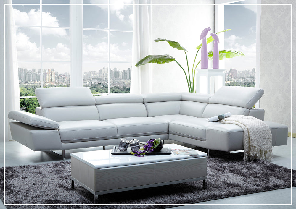 Gio Italia Cavour Mansion L-Shaped White Leather Sectional