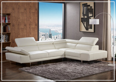 Cavour Mansion L-Shaped White Leather Sectional
