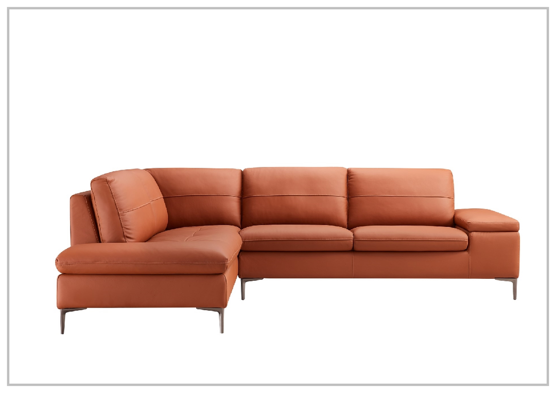 Decker Orange Italian Leather Sectional Sofa-Sectional Sofa-SOFABED