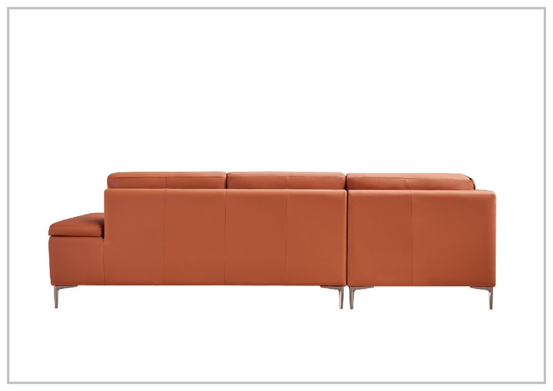 Decker Orange Italian Leather Sectional Sofa-Sectional Sofa-SOFABED