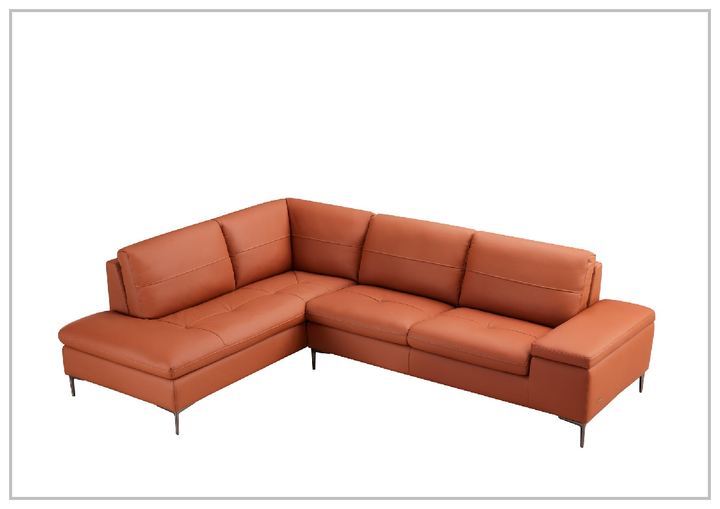 Decker Orange Italian Leather Sectional Sofa-Sectional Sofa-SOFABED