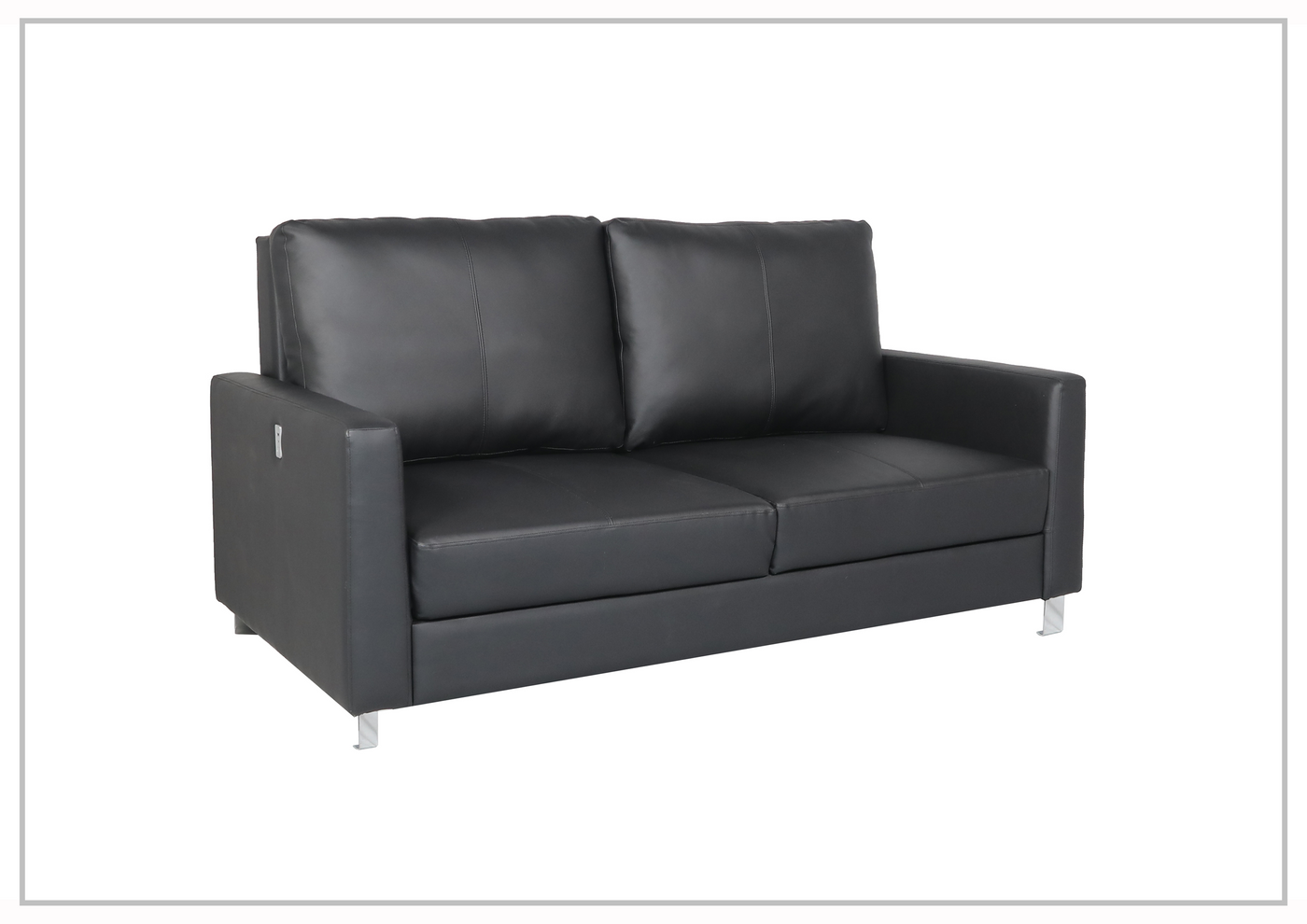 Nova Queen Leather Sleeper Sofa With Wood and Chrome Legs