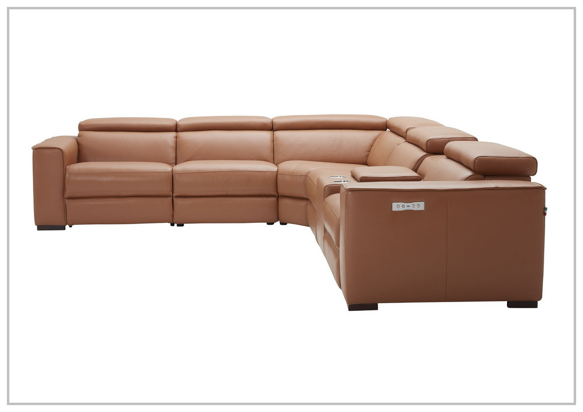 Aventura Power Reclining Sectional Sofa in White, Caramel, Gray, Blue Colors
