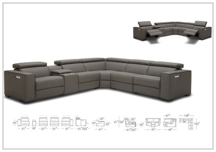 Gio Italia Aventura Power Reclining Leather Sectional Sofa