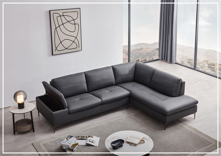 Decker sectional sofa in Dark Gray with top grain leather