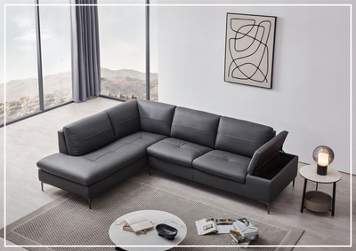 Decker sectional sofa in Dark Gray with top grain leather