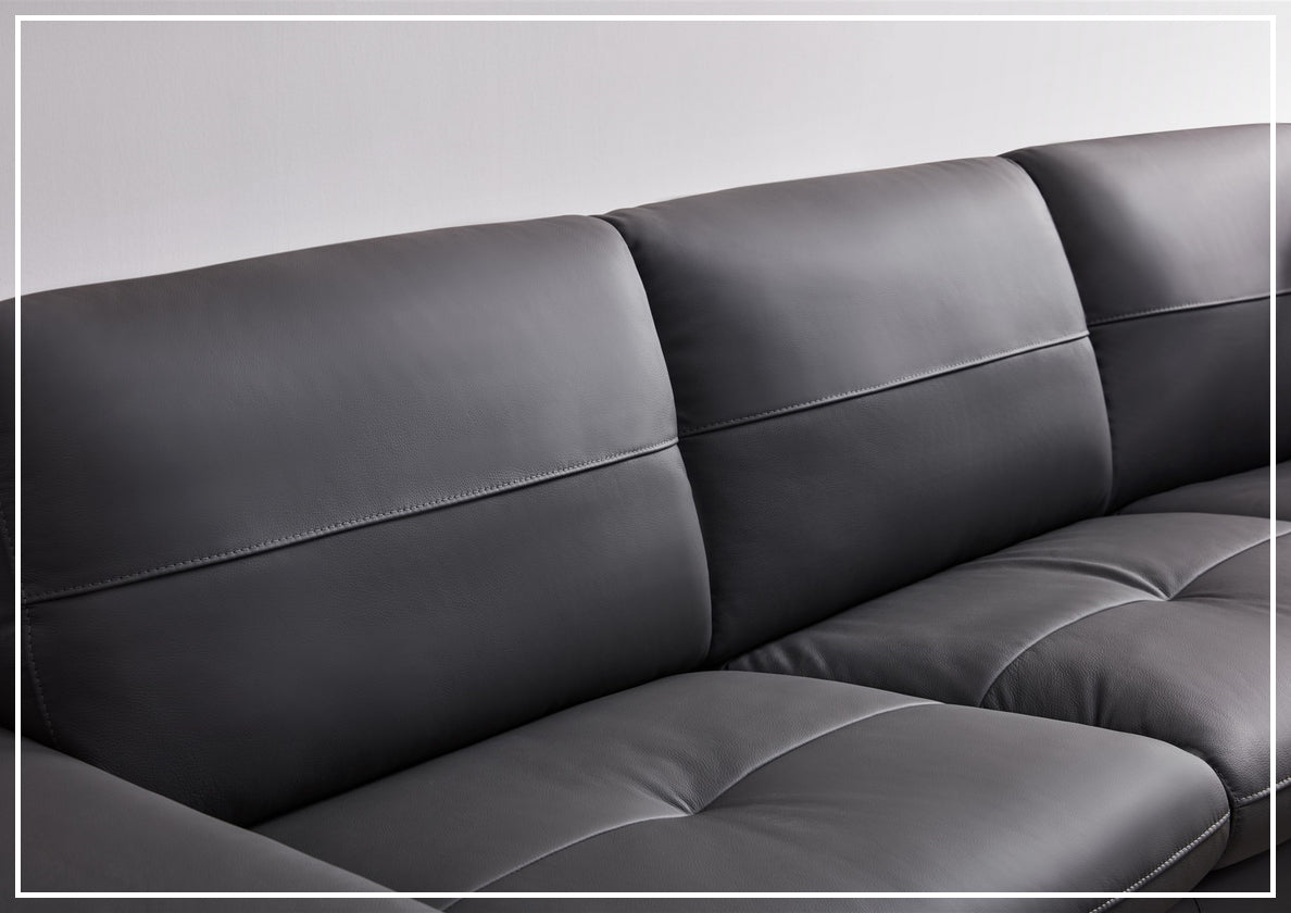 Decker sectional sofa in Dark Gray with top grain leather
