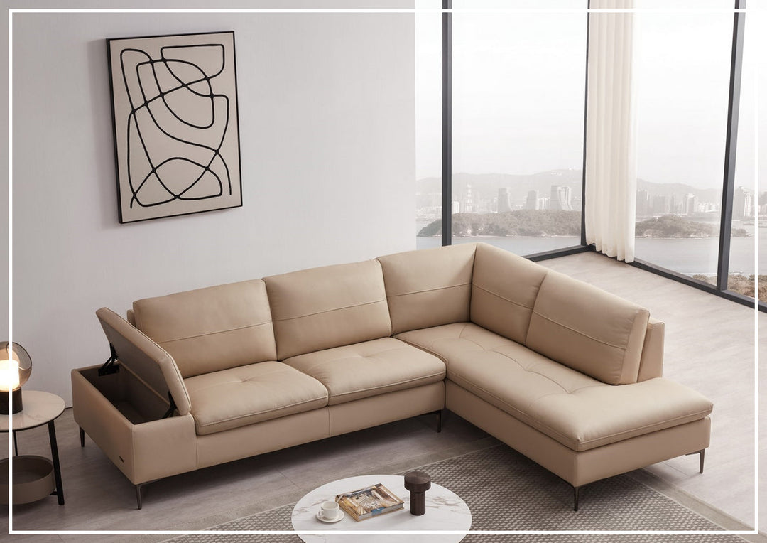 Decker sectional sofa in Taupe with top grain leather