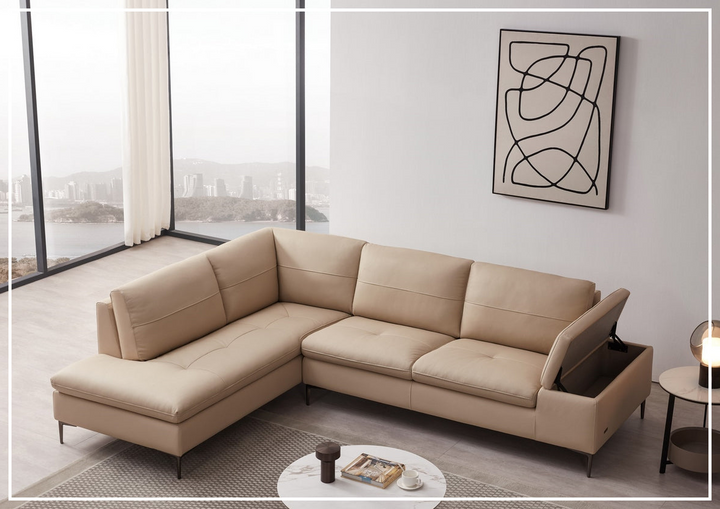 Decker sectional sofa in Taupe with top grain leather