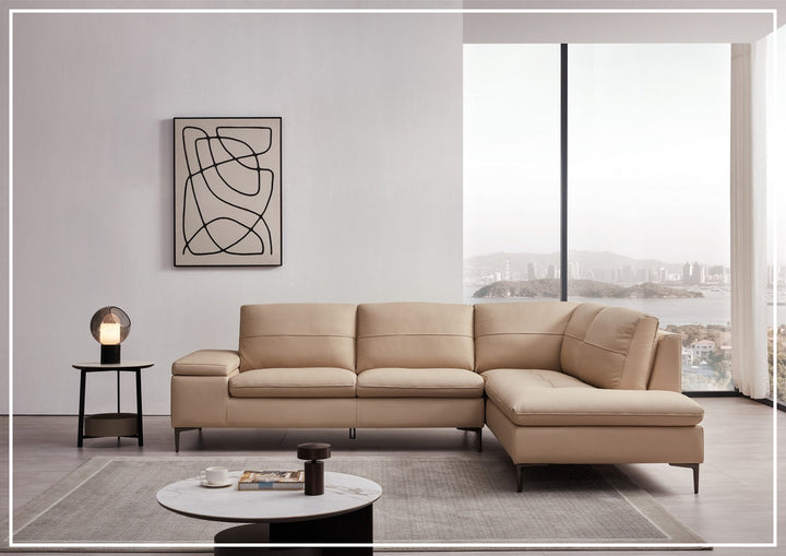 Decker sectional sofa in Taupe with top grain leather