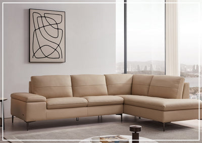 Decker sectional sofa in Taupe with top grain leather